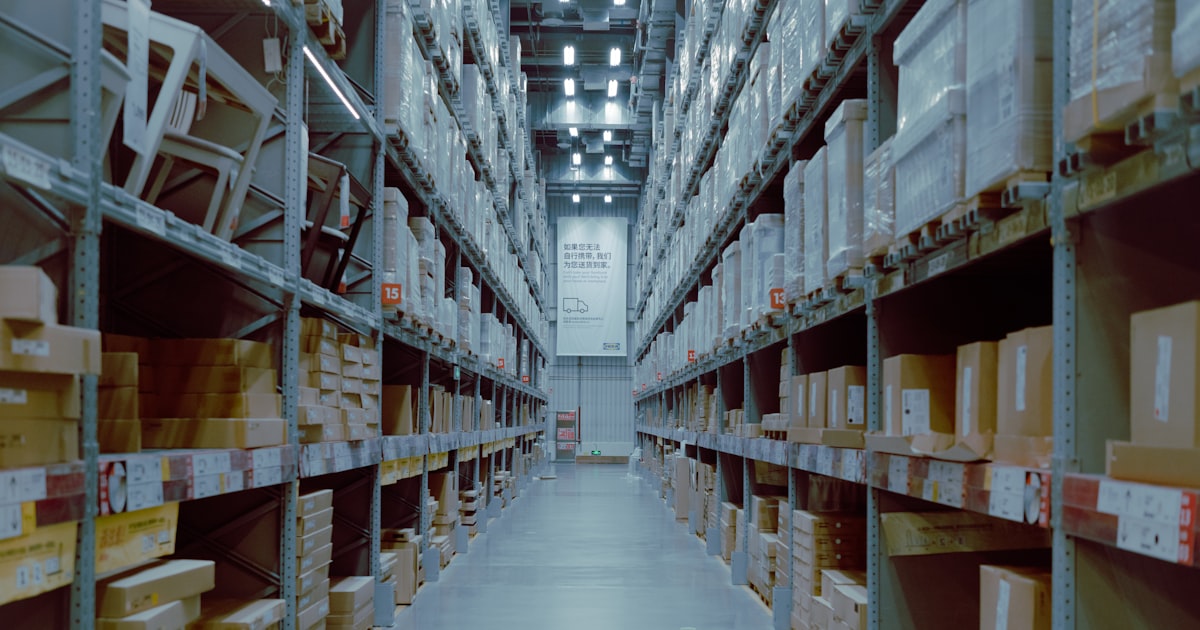 A large warehouse filled with lots of shelves