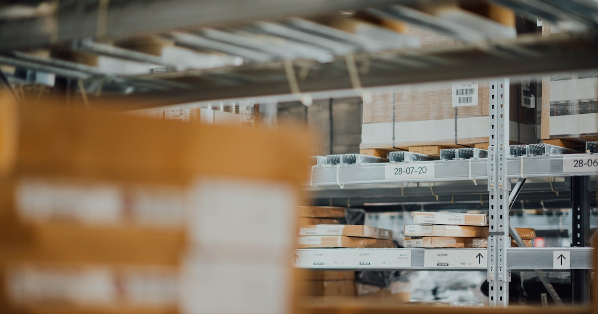 A steel warehouse rack