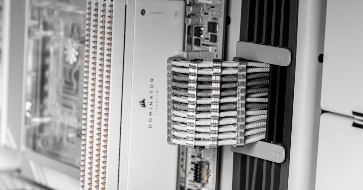 Close-up of computer server rack components