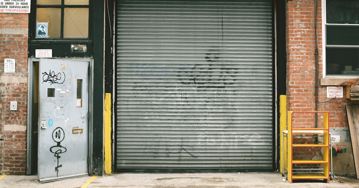 black roll up door closed