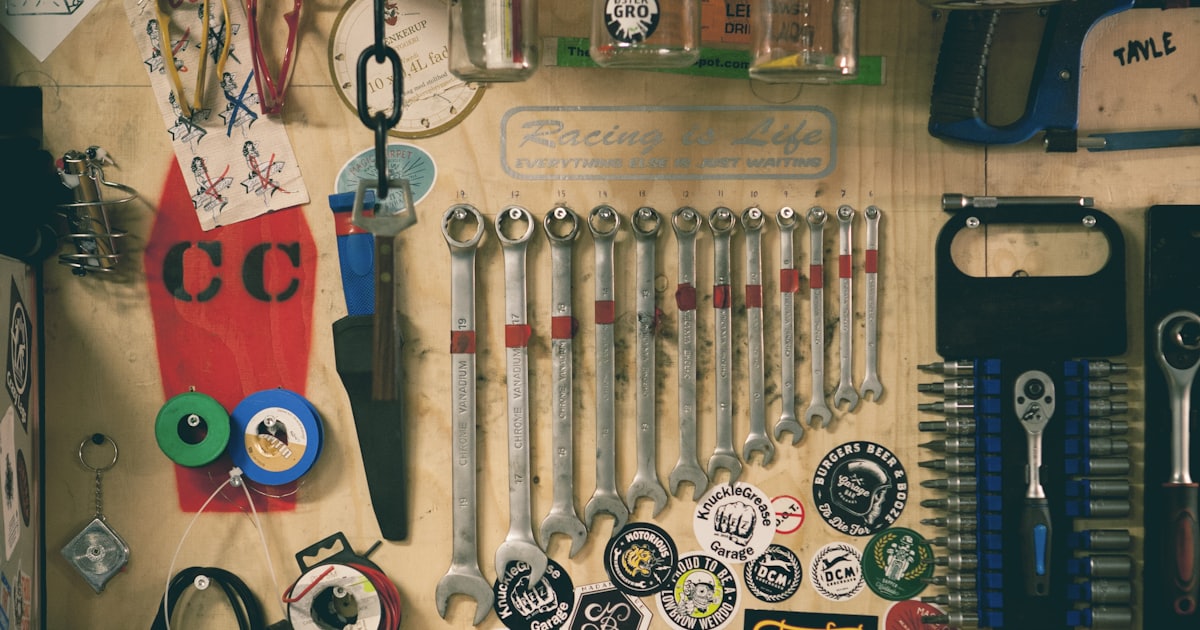 assorted tools laid out