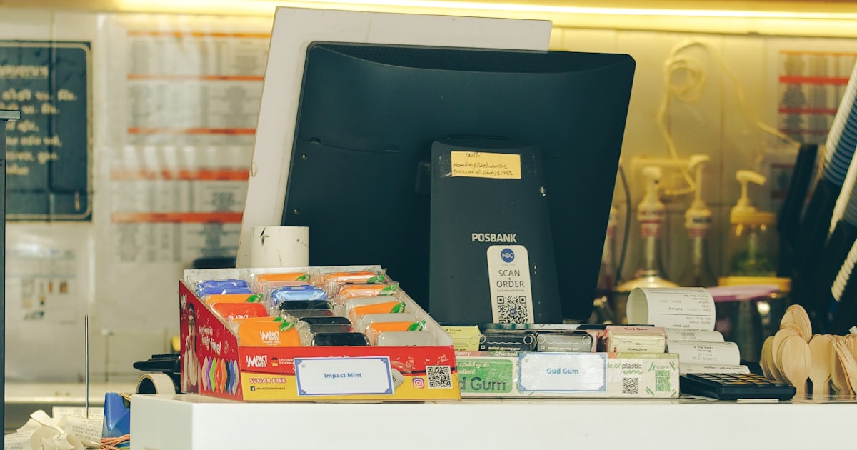 Blue cafe counter
