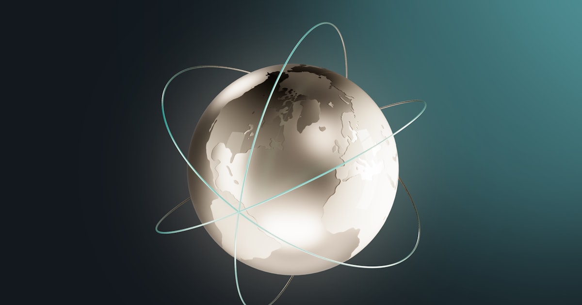 A stylized image of a planet with a ring around it