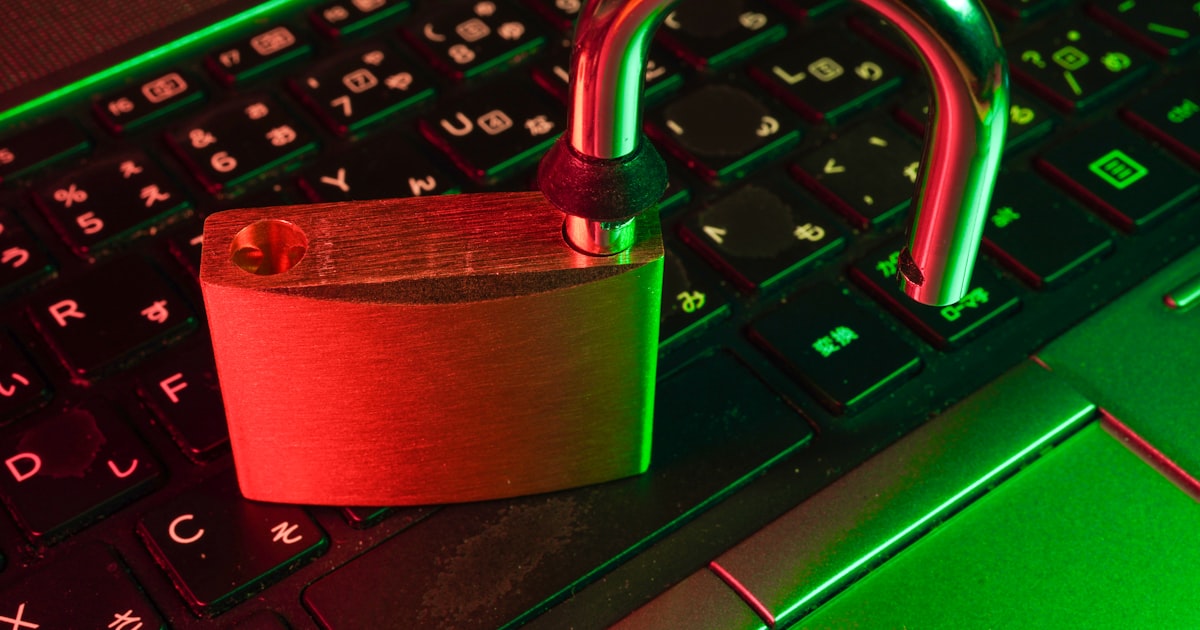A padlock on a keyboard
