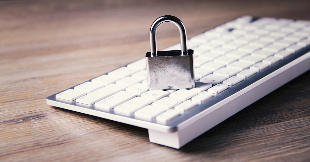 A padlock on a keyboard