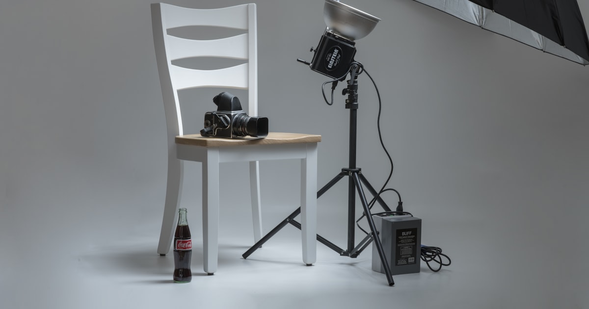 A product photo shoot setup