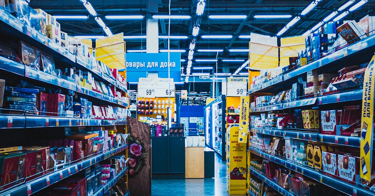 A labeled box on shelves