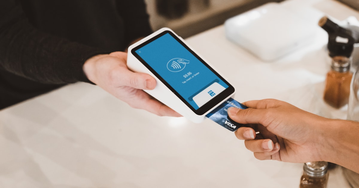 A card at a payment terminal