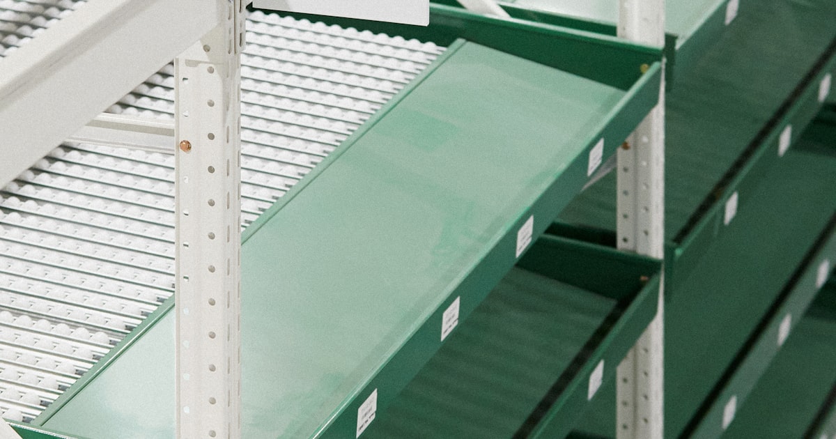 Empty warehouse shelves