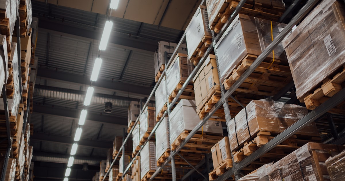Boxes on a metal rack