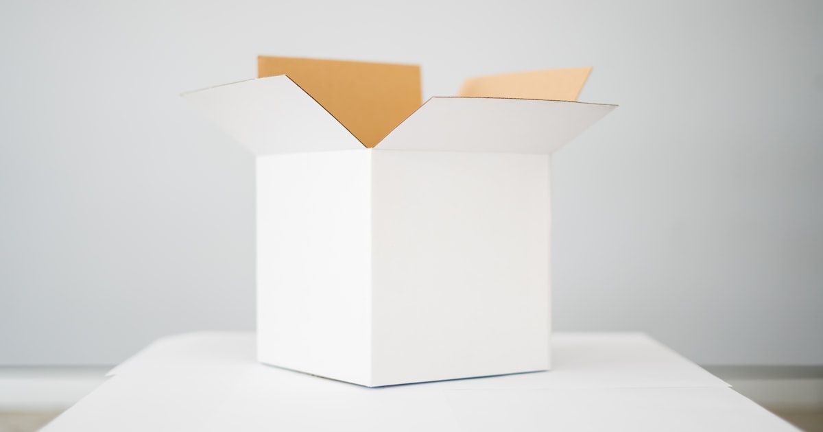 White box on white table