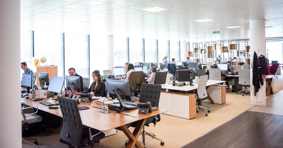 People working in an open office