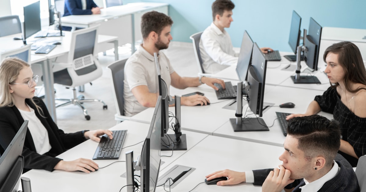 A team at computers