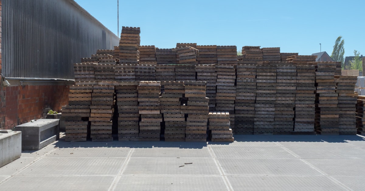 Stacked wooden crates