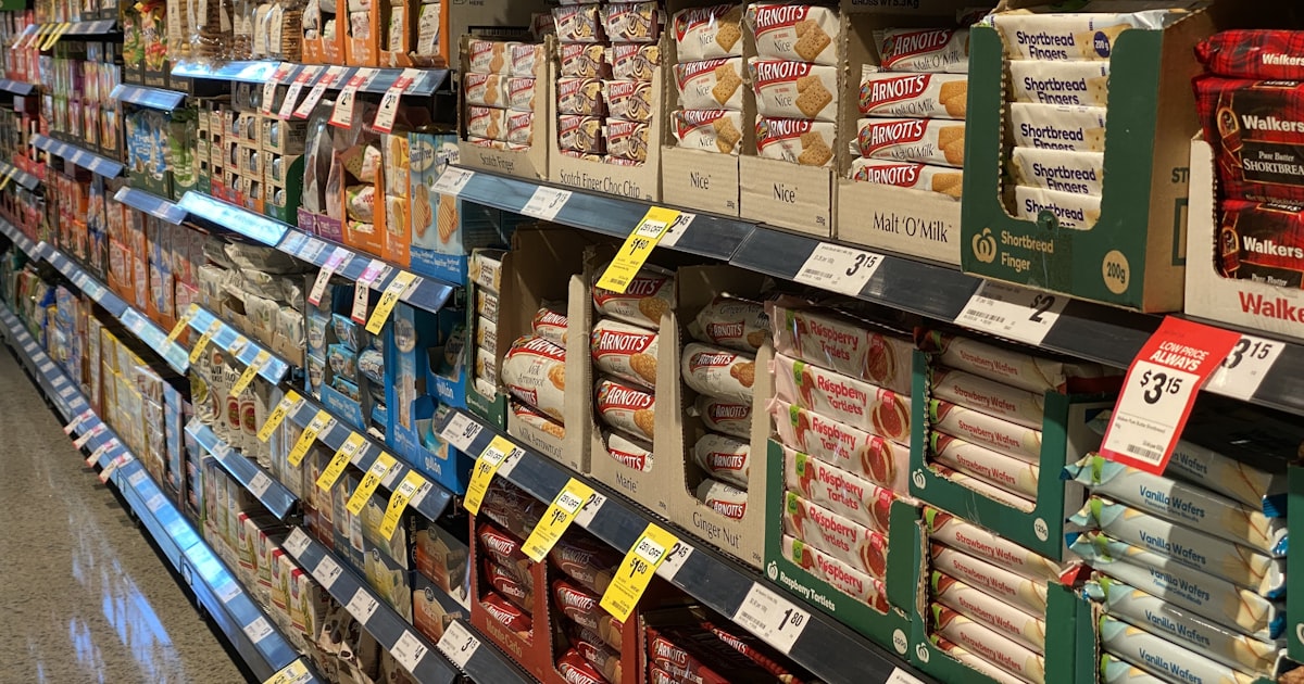 Labeled packs on a shelf