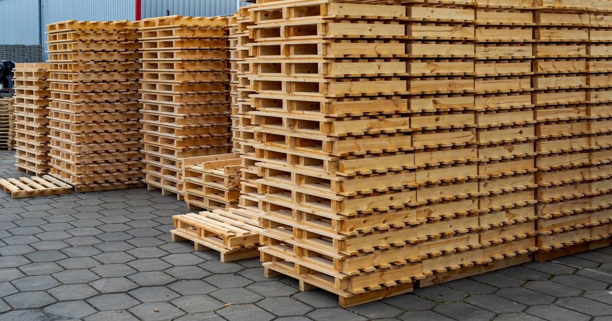 Stacks of wooden pallets