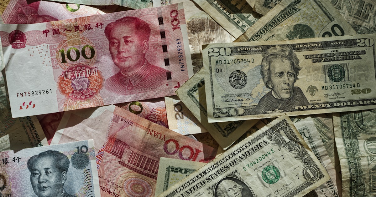 Us dollar and chinese yuan banknotes