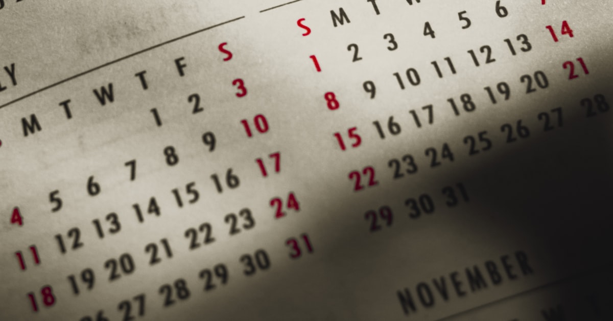 A calendar on a table
