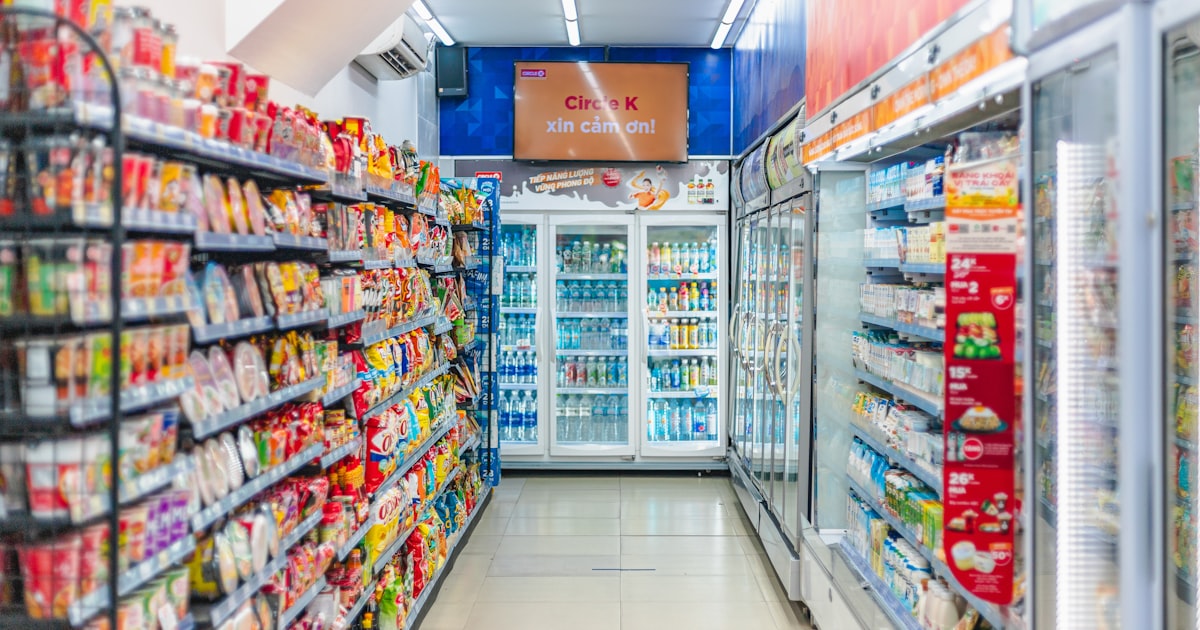 A grocery store filled with food