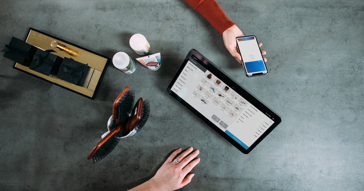 A smartphone and tablet