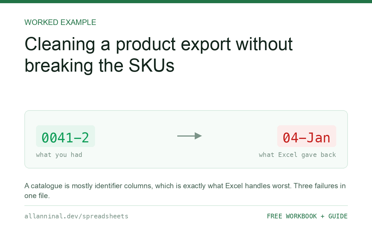 Cleaning a product export without corrupting the SKUs