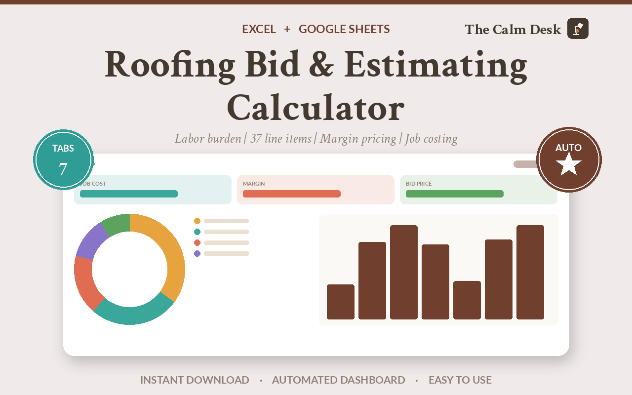 what should you actually charge for roofing work? — Excel and Google Sheets workbook