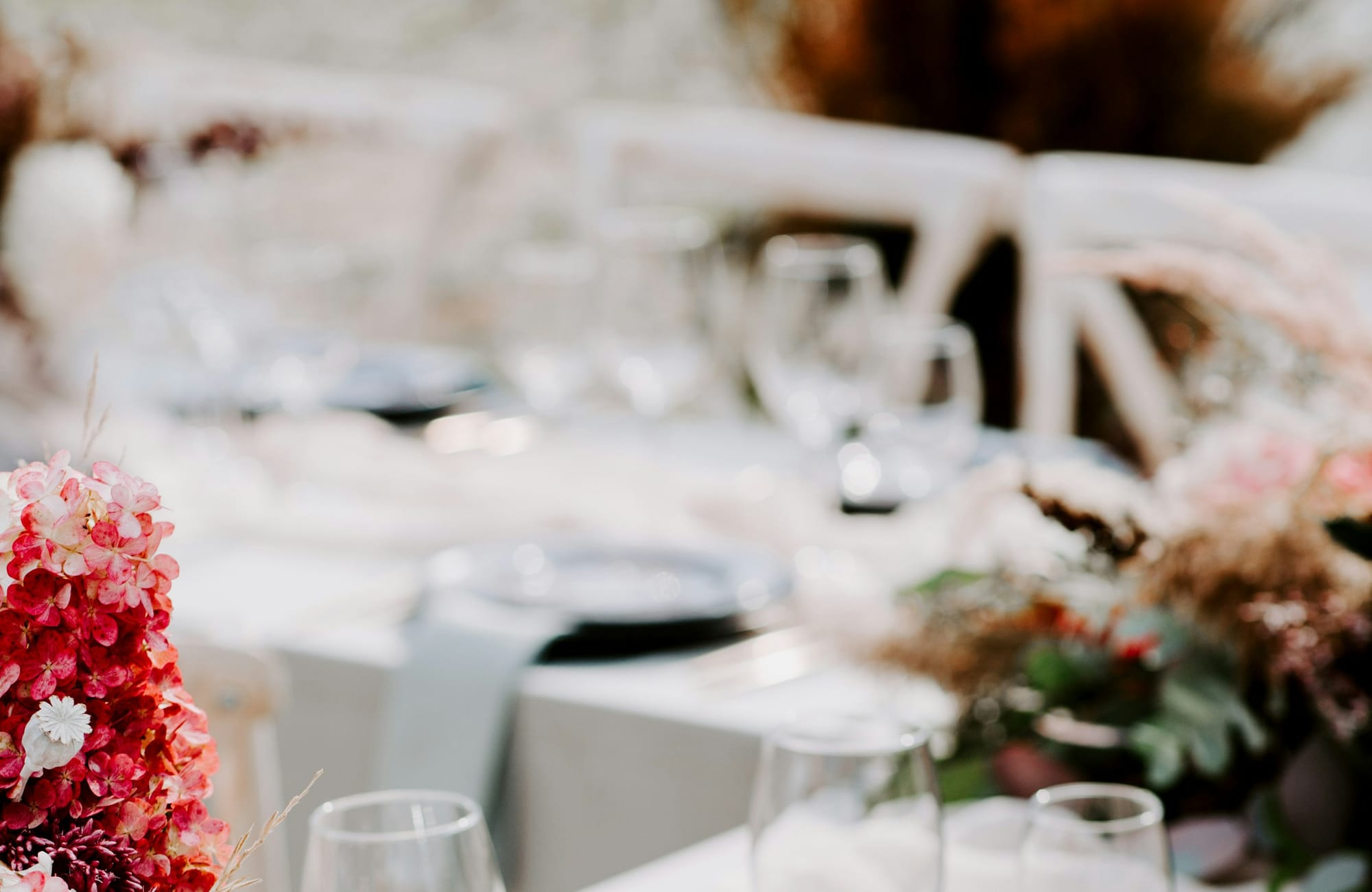 An elegantly set table for a catered event
