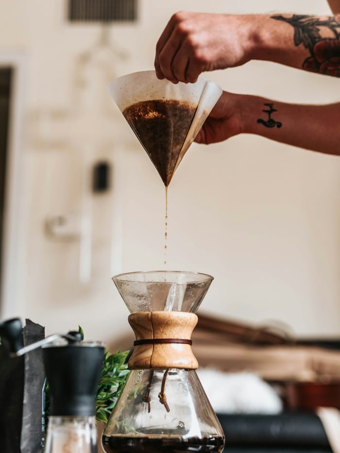 Pour-over station — Kalita Wave 185, slow bar, Saturday morning