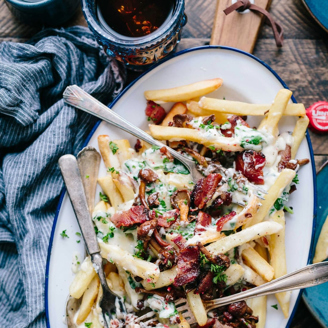 Loaded fries topped with brisket gravy and jalapeños