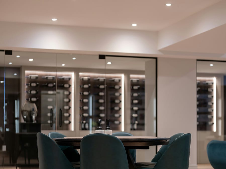 The vault private dining room with arched limestone ceiling