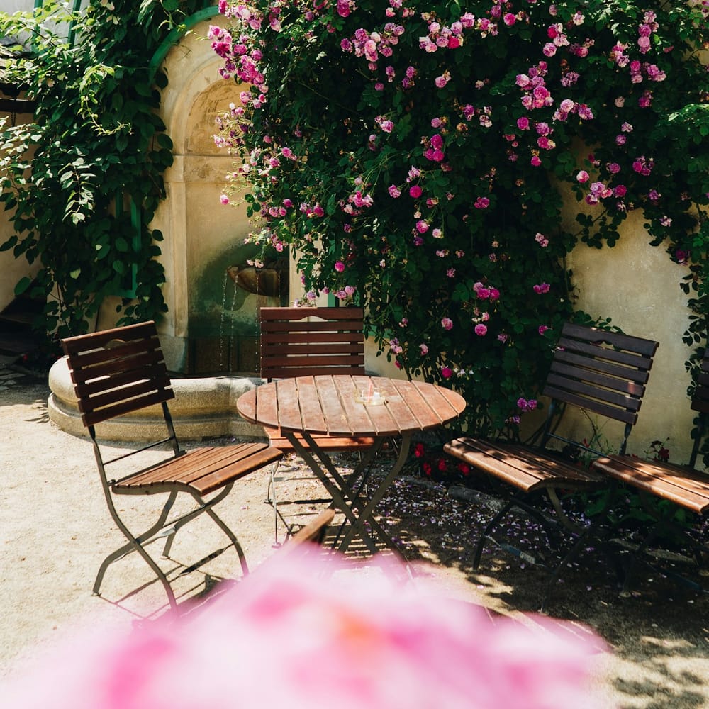 Garden terrace in summer