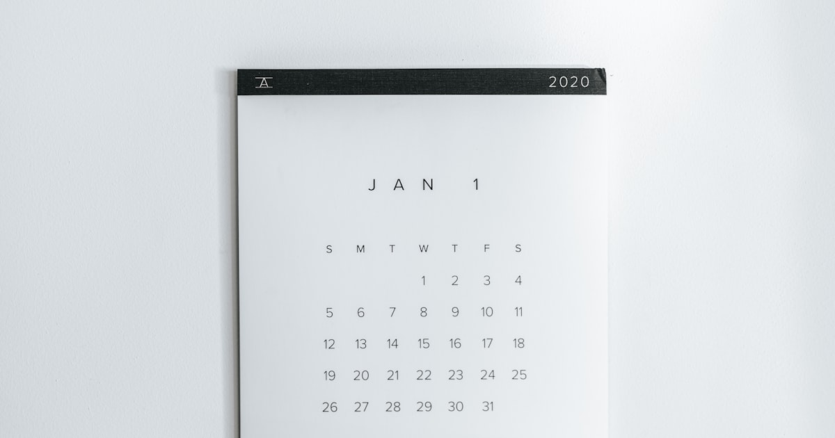 A white calendar
