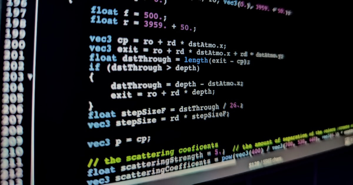 A computer screen showing code