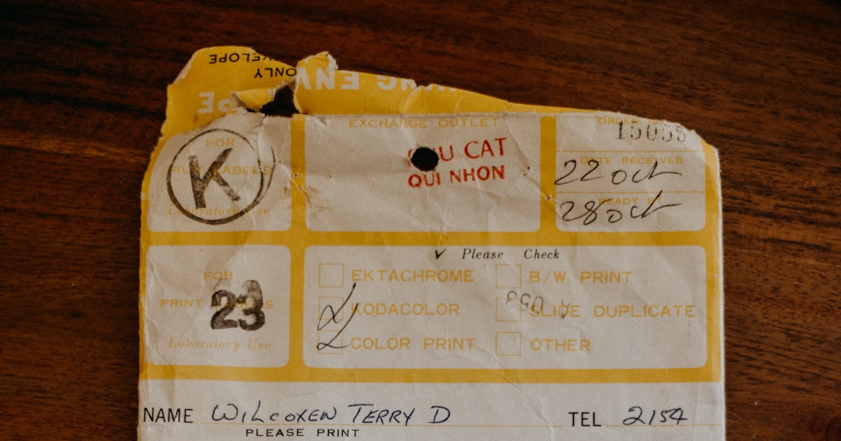 A receipt on a wooden table