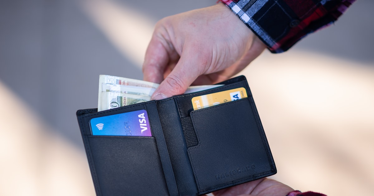 An open bifold wallet