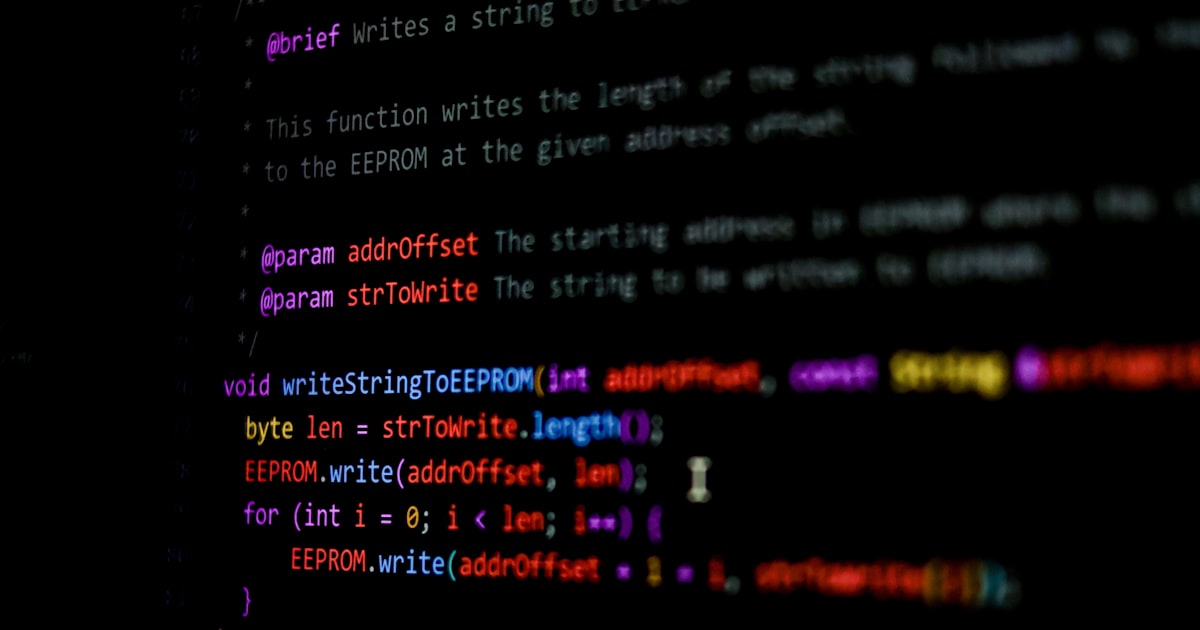 Code appears on a screen