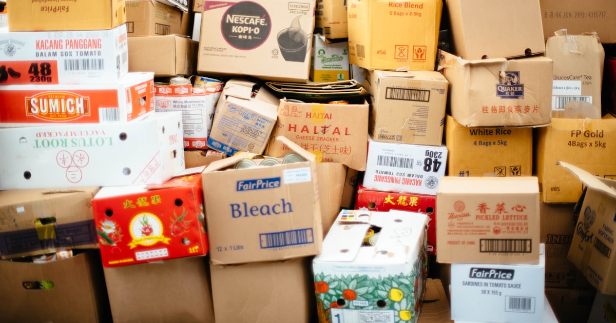 A lot of cardboard boxes