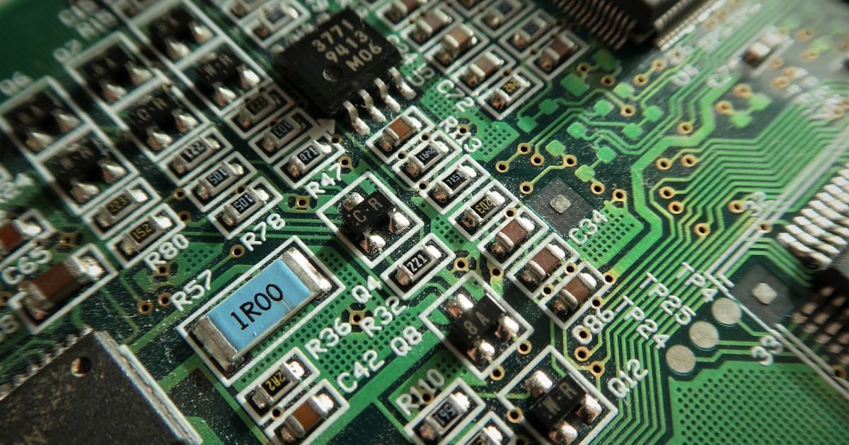 A green and black computer motherboard