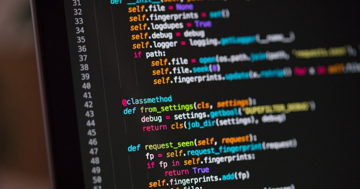 A computer screen with code on it