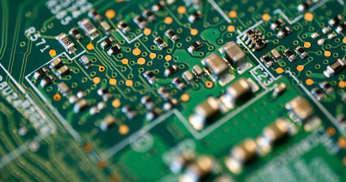 A green and white circuit board