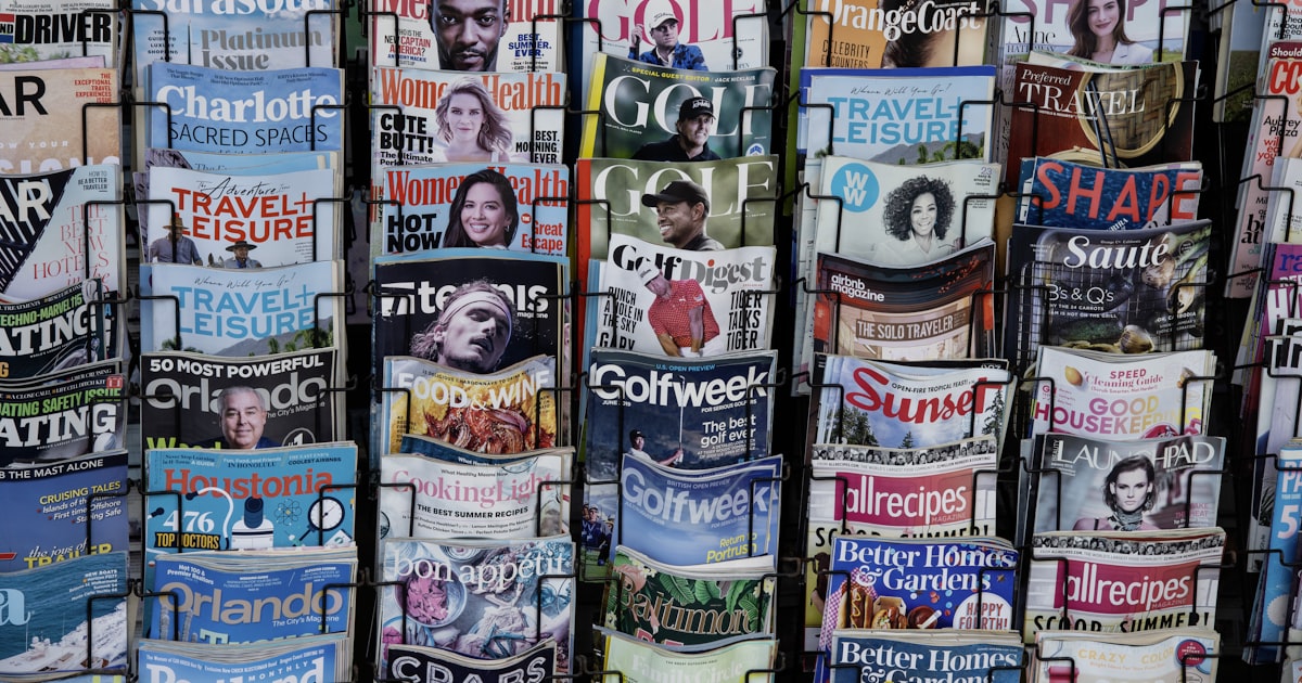 A pile of newspapers stacked